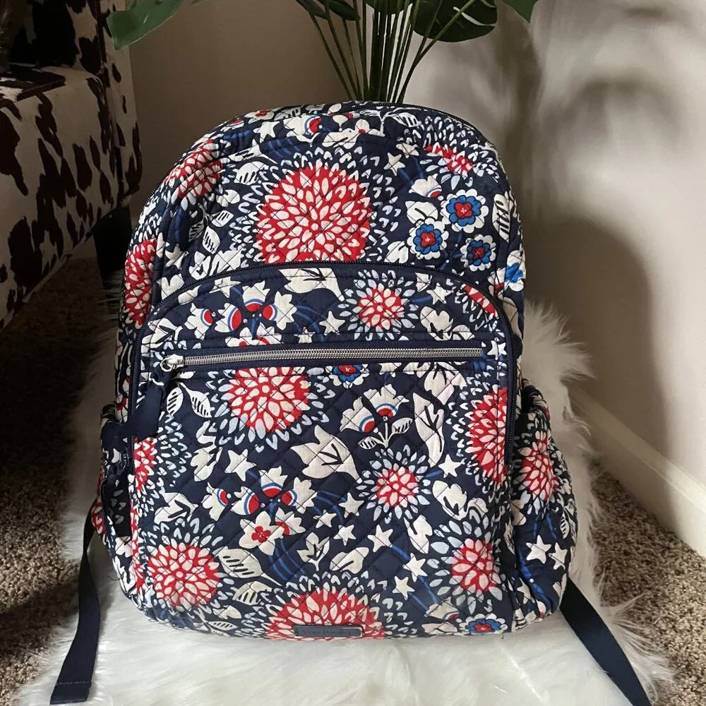 Vera Bradley Red White Blossoms Backpack - Picture 1 of 2